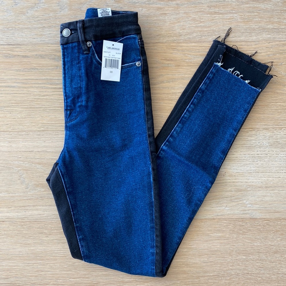 Good American contrast skinny jeans